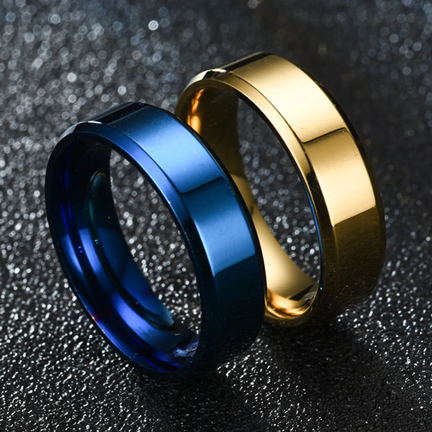 Wide Anti-rust Men Ring Stainless Steel (golden| blue)